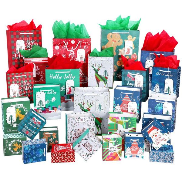 

gift wrap unomor 28pcs christmas bags treat wrapping candy party favor goody supplies with