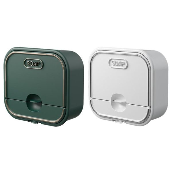 

soap dishes flip lid box self-drain storage holder with drawer drain tray