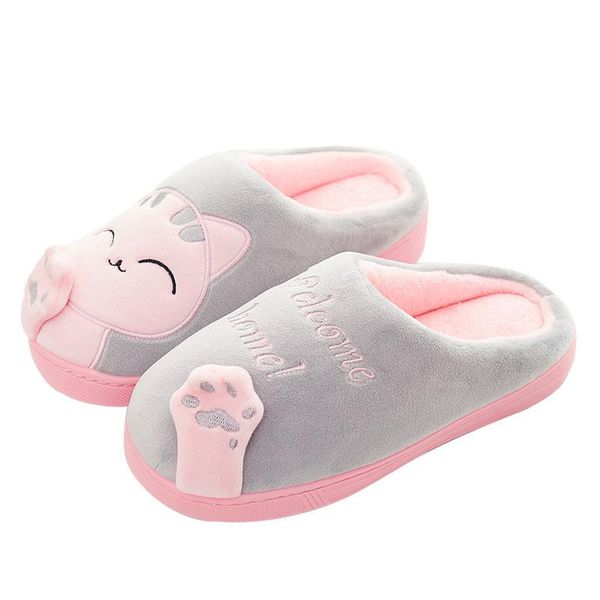 

slippers fashion cartoon indoor women warm plush home slipper anti-slip soft lovers winter shoes ladies slides wholesale, Black