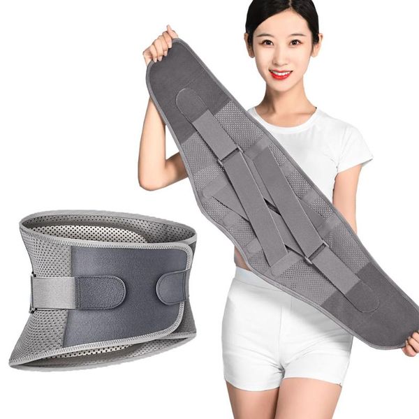 

waist support self-heating decompression lumbar back belt lower brace disc herniation spine orthopedic pain relief, Black;gray