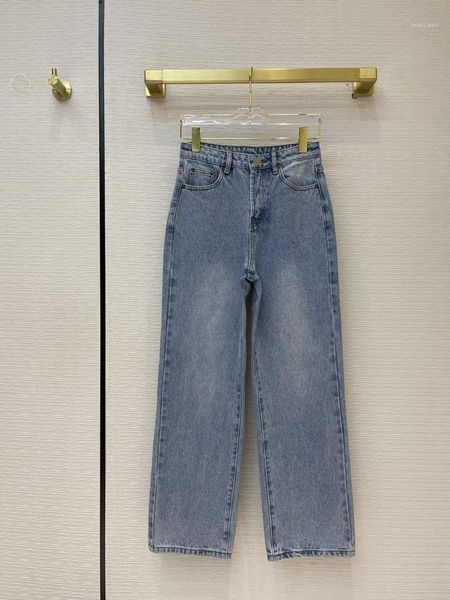

women's jeans 2021 loose women high waist washed blue straight spring office lady versatile cotton trousers