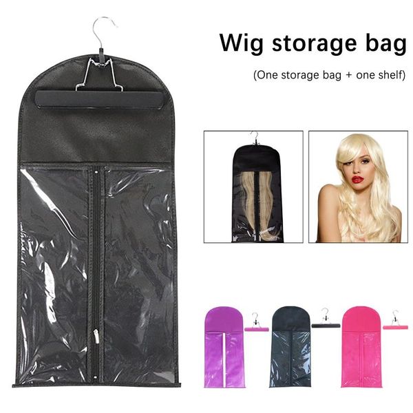 

storage boxes & bins 4 colors portable wig bag with hanger bags pack holder for virgin hair weft clip in extension