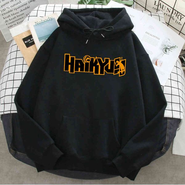 

haikyuu men's and women's hoodi, hiphop printed street cloth, long sved sweaters, harajuku, popular in autumn and spring, Black