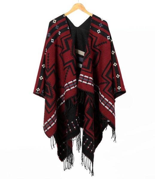 

scarves cross plum fringe women ponchos lengthened thickened imitation cashmere ladies shawl scarf national wind fashion, Blue;gray