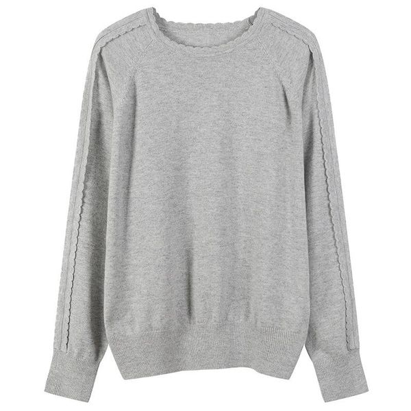 

runway casual ruffles women knitted pullovers loose long sleeve solid o-neck female oversized jumpers streetwear ladies gray women's sw, White;black