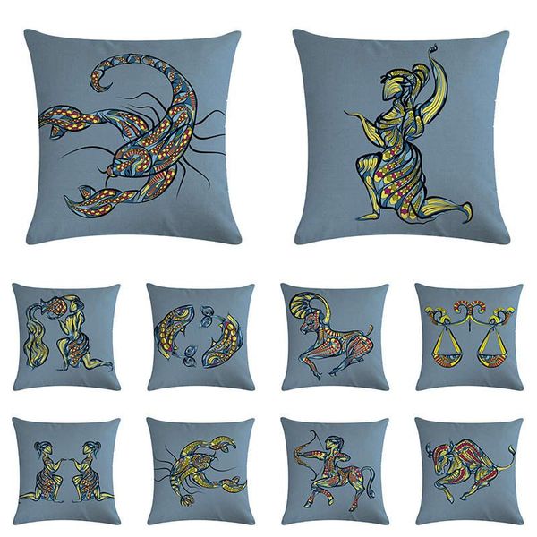 

cushion/decorative pillow 45x45cm constellation cushion cover gemini libra taurus linen sofa car decorative