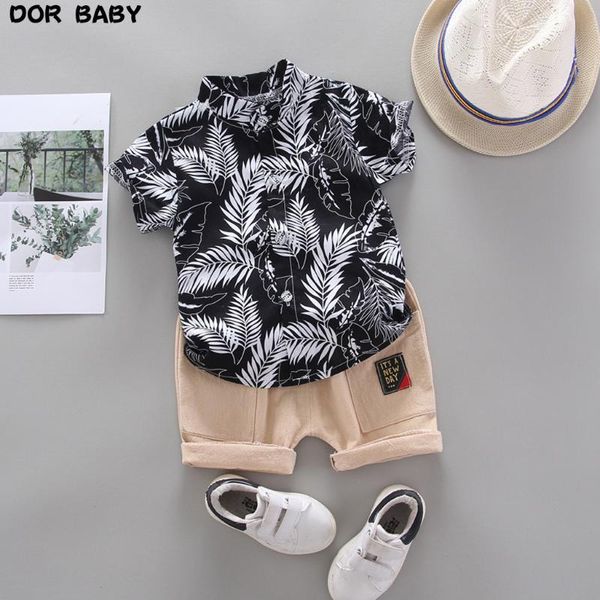 

clothing sets 2pcs born baby boy clothes set summer leaf print cotton short sleeve t-shirt shorts pants infant 6m-3y toddler, White