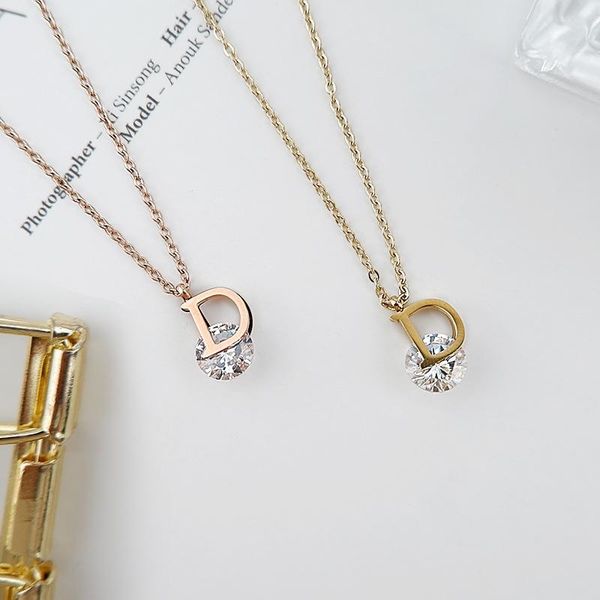 

pendant necklaces luxury zircon dd shape necklace women's jewelry bridal high quality, Silver