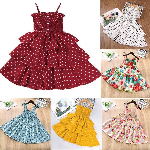 

girl's dresses kids summer dress for girls bohemia sleeveless flower princess party up floral children clothing vestidos 3 6 8 9 10 y1, Red;yellow