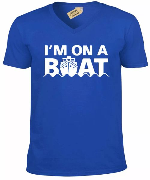 

i m on a boat funny boating t-shirt summer sailing cruise mens v neck, White;black