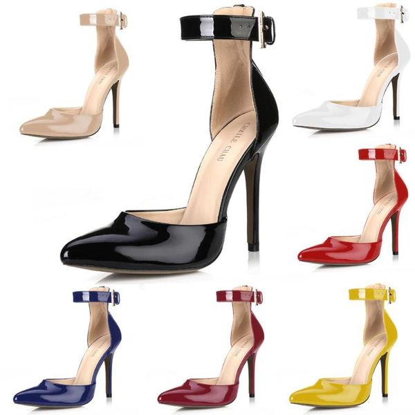 

dress shoes chmile chau party women pointed toe stiletto super high heels ankle strap ladies pumps 0640-8a, Black