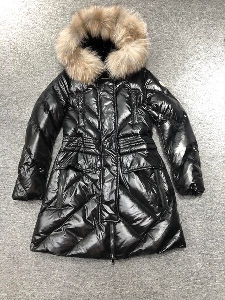 

luxury french women's down jacket designer brand long large mid-length fur collar coats winter slim warm jackets hooded fashionable coa, Black