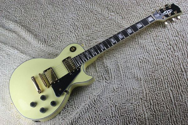 

mahogany body g lp custom cream yellow electric guitar golden hardware 25