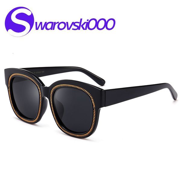 

quality polarizing goggles with fashionable design high fashion metal rope decorative sun driving big frame classic polarized glasses, White;black