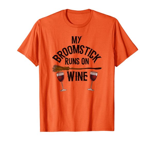 

my broomstick runs on wine witch funny shirt, White;black