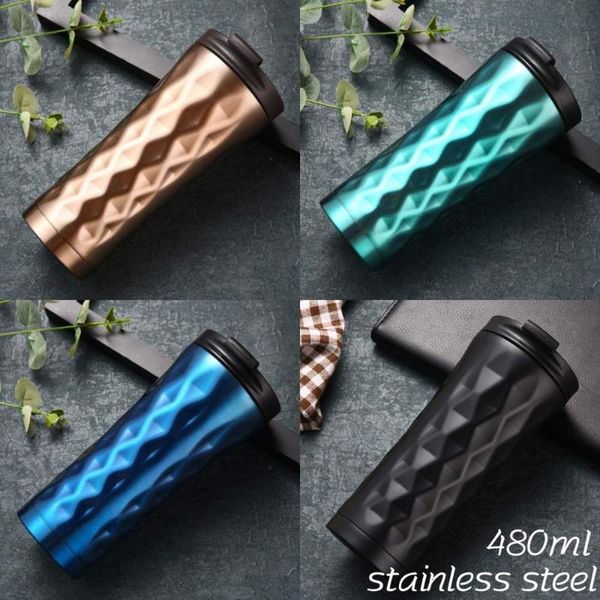 

water bottle mug stainless steel portable 480ml outdoor camp leak-proof sport travel camping family