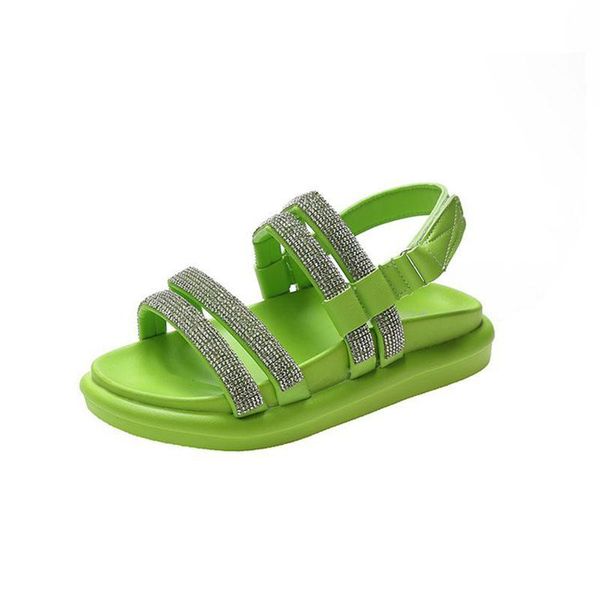 

sandals 2021 women summer outdoor crystal shiny comfortable open toe hook-loop female's modern style handmade, Black