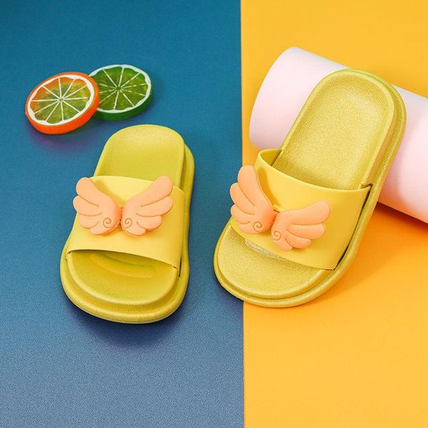 

slipper yshunij summer children' slippers leaves boys middle school children flat bottom wear lovely wings, Black;grey