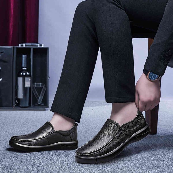

dress shoes men's genuine leather head soft anti-slip comfortable breathable and non-slip man casual 38-46 yn8k, Black