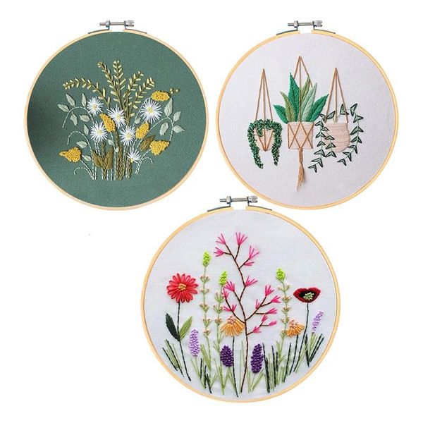 

sets embroidery starter cross stitch kit with pattern include 3 clothes hoop threads and tools other arts crafts