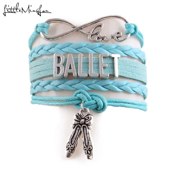 

charm bracelets little minglou infinity love ballet bracelet dance shose dancer for women rope leather & bangles, Golden;silver