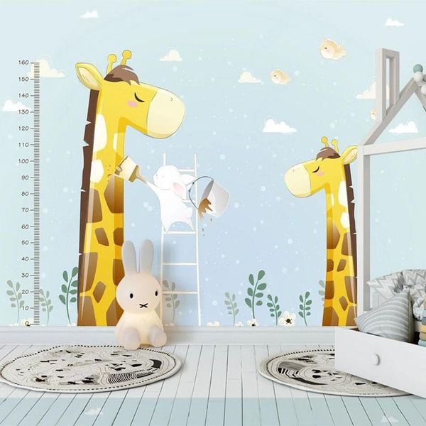 

wallpapers custom mural wallpaper 3d cute giraffe kid's room background wall decor creative kindergarten painting papel de parede 3 d
