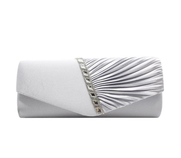 

evening bags european and american women silks &satins fold decorations diomand shoulder bag
