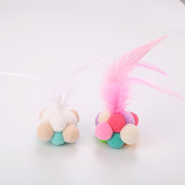 

pet cat kitten toy rolling scratching ball funny play dolls tumbler toys feather bell accessorie
