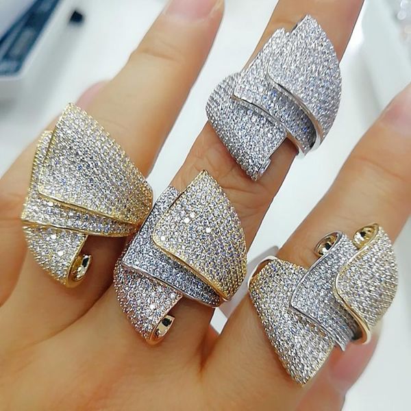 

cluster rings godki luxury sydney opera design bold statement with zirconia stones 2021 women engagement party jewelry high quality, Golden;silver