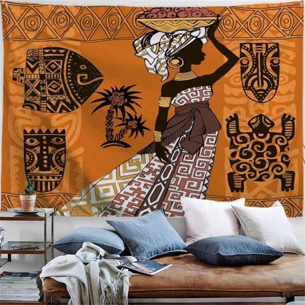

tapestries nature art polyester fabric african woman theme, wall decor black and animals