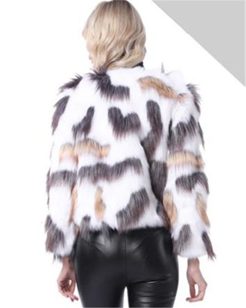 

women fashion desigenr faux fur outerwear european and american thickened warm coat casual long sleeve ladies apparel, Black