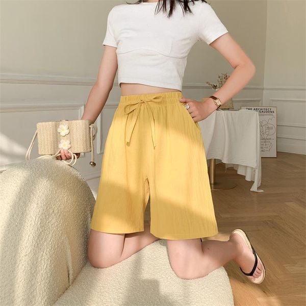 

women's shorts women 2021 summer casual solid cotton linen high waist loose for girls soft cool female m-3xl, White;black