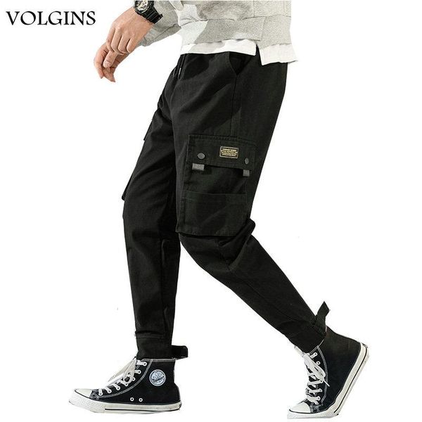 

men's pants streetwear joggers fashion men casual cargo trousers high street elastic waist black harem pant