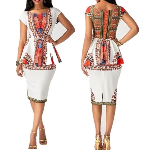 Afrikanische Kleider für Frauen Nachrichten Ankara Dashiki Print Top Röcke Damen Afrikanische Kleidung Streetwear Robe Africaine Vestidos 210408