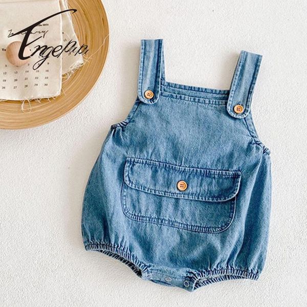 

rompers engepapa 2021 infant clothing baby romper summer born girls boys sleeveless pocket toddler jumpsuits overalls outfits, Blue