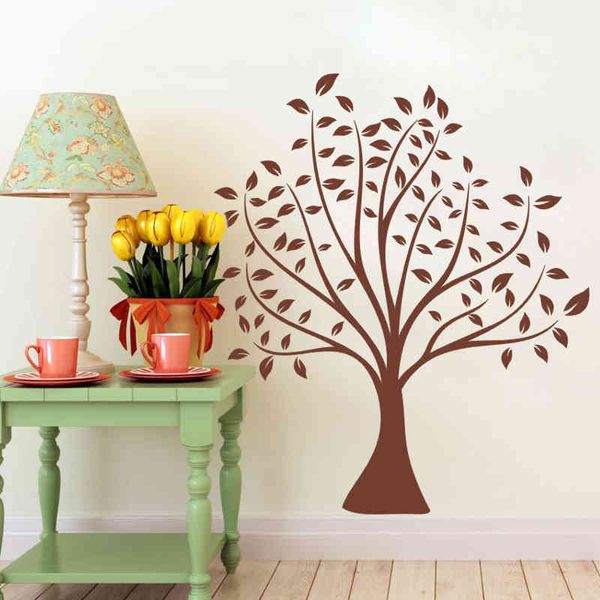 70 * 80cm Simples clássico clássico árvore marrom adesivos para casa decoração sala de estar vinil decalques de parede decoração de casamento DIY mural art 210420