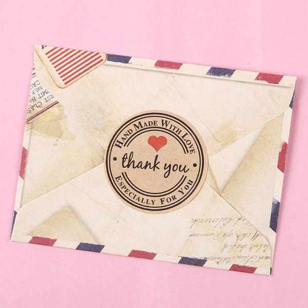 

gift wrap 500pcs wedding decoration heart thank you self-adhesive kraft paper stickers for scrapbook handmade