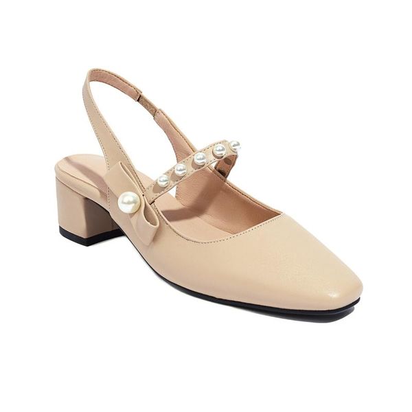 

2021brand women sandals pumps luxury crystal slingback high heels summer bride shoes comfortable square heeled office party shoe dress, Black
