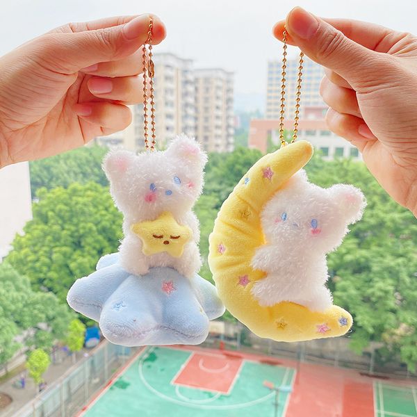 

kawaii plush bear cute cartoon doll keychain schoolbag handbag car key holder bag pendant toys for kids girl gift, Slivery;golden