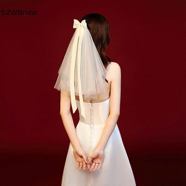 

bridal veils in stock ivory wedding veil short accessories with bow birdcage welon voile mariage, Black
