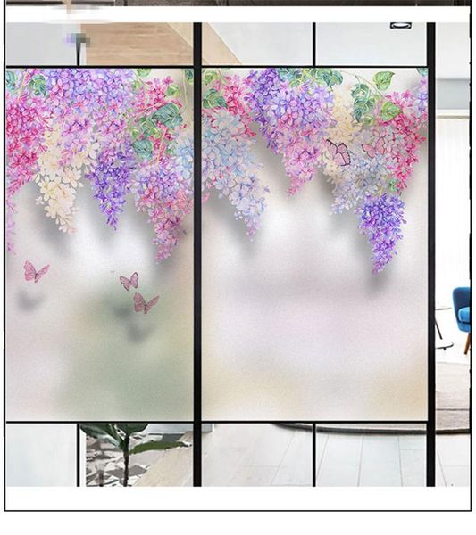 

window stickers pink flower film privacy glass sticker uv blocking heat control coverings tint for homedecor