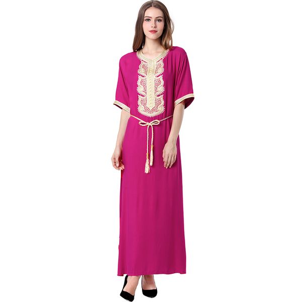 

robe arabe longue femme ramadan eid mubarak abaya dubai turkey muslim dress islam clothing dresses abayas for women vestidos, Red