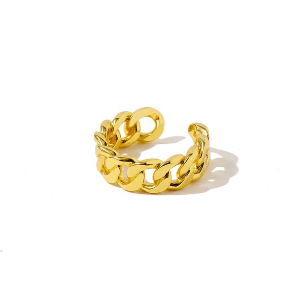 

2021 hip hop punk zircon copper plated ring fashion retro chain opening couple ring valentine's day gift, Golden;silver