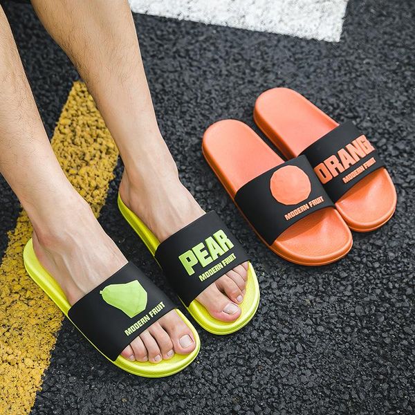 

slippers summer 2021 women's for home outdoor comfort fashion fruit pattern student couple, Black