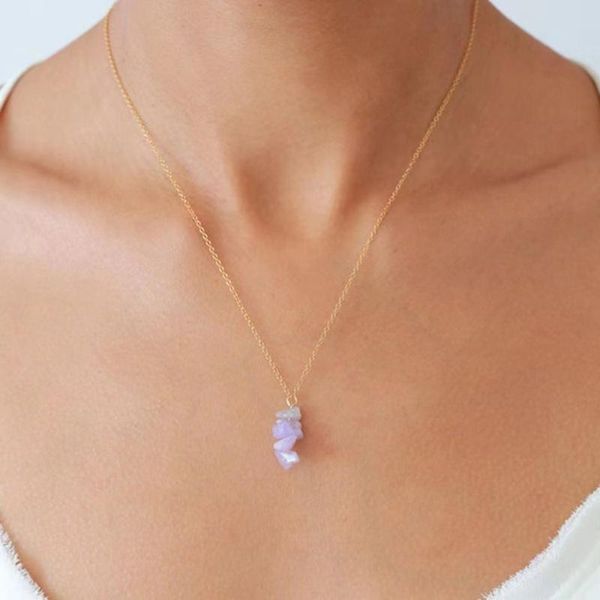 

chokers arrival fashion delicate chain green purple stackable small stones pendant necklace, Golden;silver