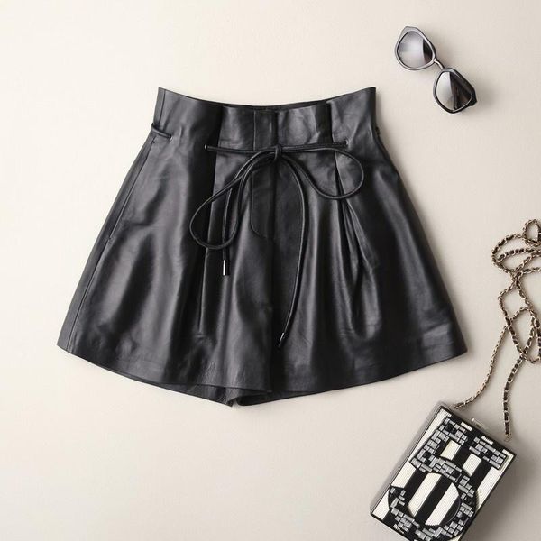 

women's shorts 100% genuine leather real spring rentals up to girls'leather size 2xl freight legged, White;black