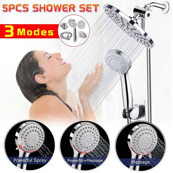 

high pressure frap bathroom shower faucet set with massage fuction dual heads handheld waterfall head kit sets