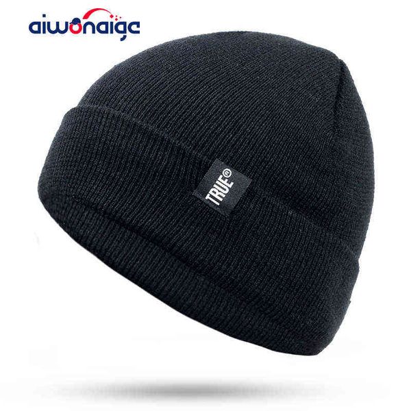 

new women's winter caps wool hats warm skullies knitted beanies man black cotton cap bone thick gorras true y21111, Blue;gray