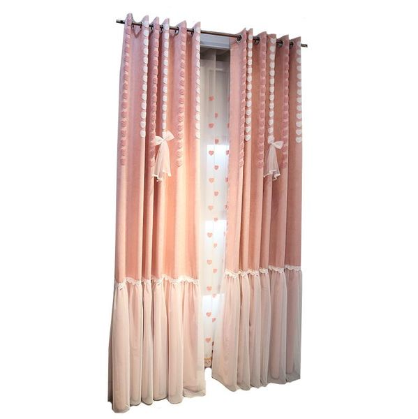 

curtain & drapes custom princess wind pink lace girl heart bedroom wedding room powder shade small fresh high-end