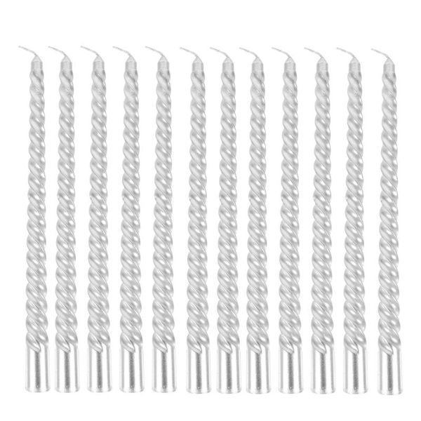 

12pcs silver long candles for birthday cake wedding party banquet holiday